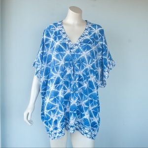 MICHAEL By Michael Kors Blue & White Tie Dye Swim Cover Up